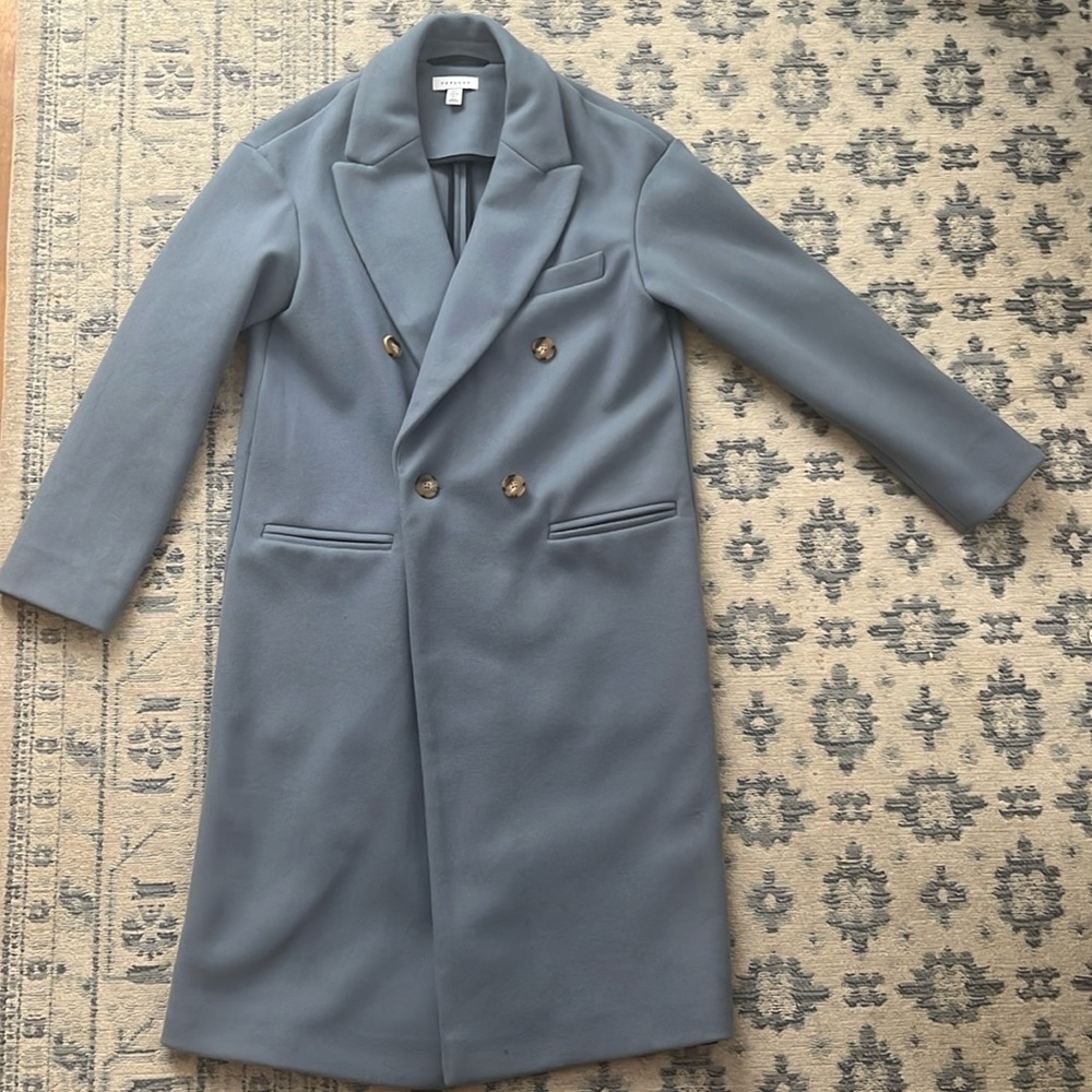Topshop Women’s Powder Blue Overcoat - pea coat, small